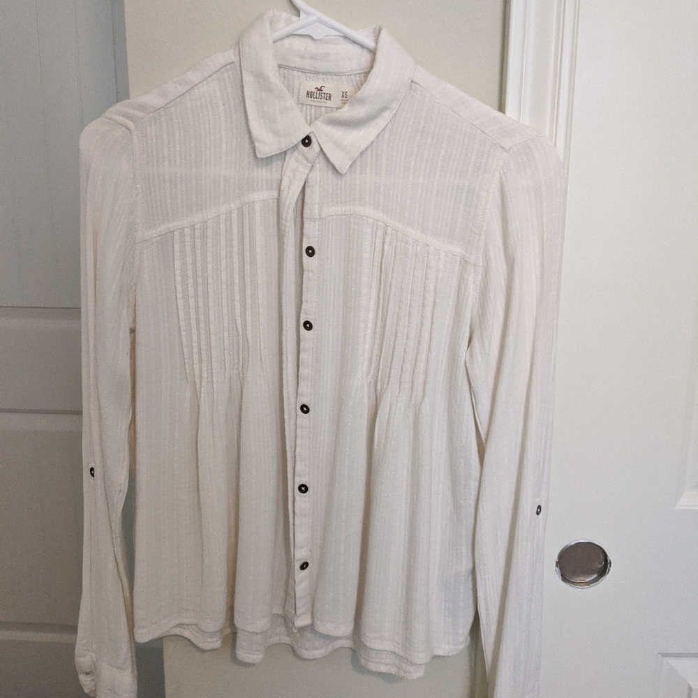 Hollister White Button Up Blouse